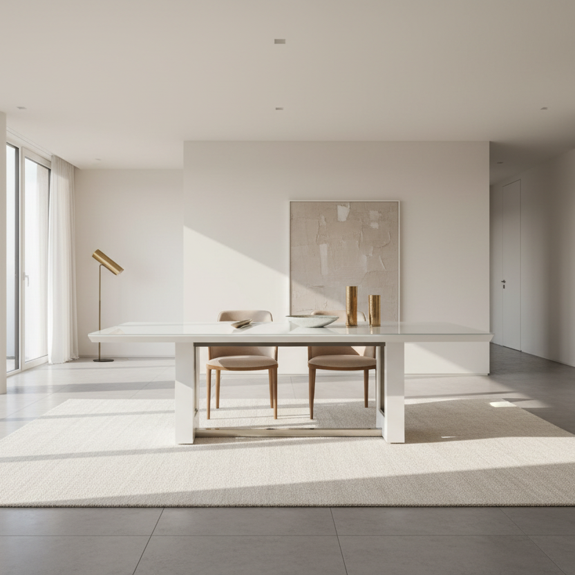 Dining table without chairs - Beech wood & MDF wood - White - 240x110x77 cm