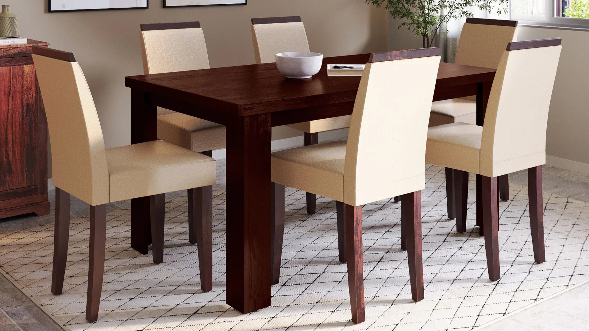 ترابيزة سفرة بدون كراسي - خشب MDF - بني - 180×87×77 سم