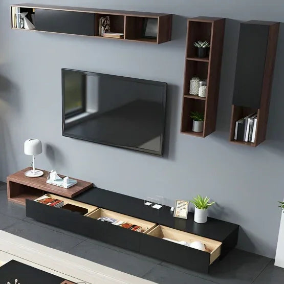 Bundle of TV Table and Coffee Table - MDF wood - Black & Brown - Cataloug