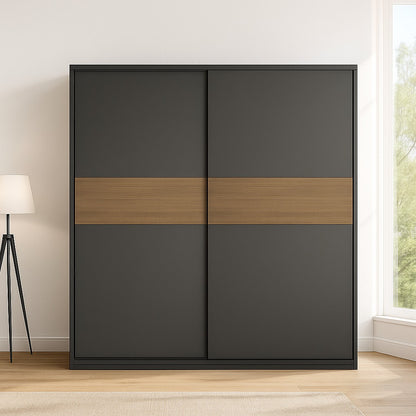 Wardrobe - MDF Wood - Gray & Beige - 180x60x200 cm
