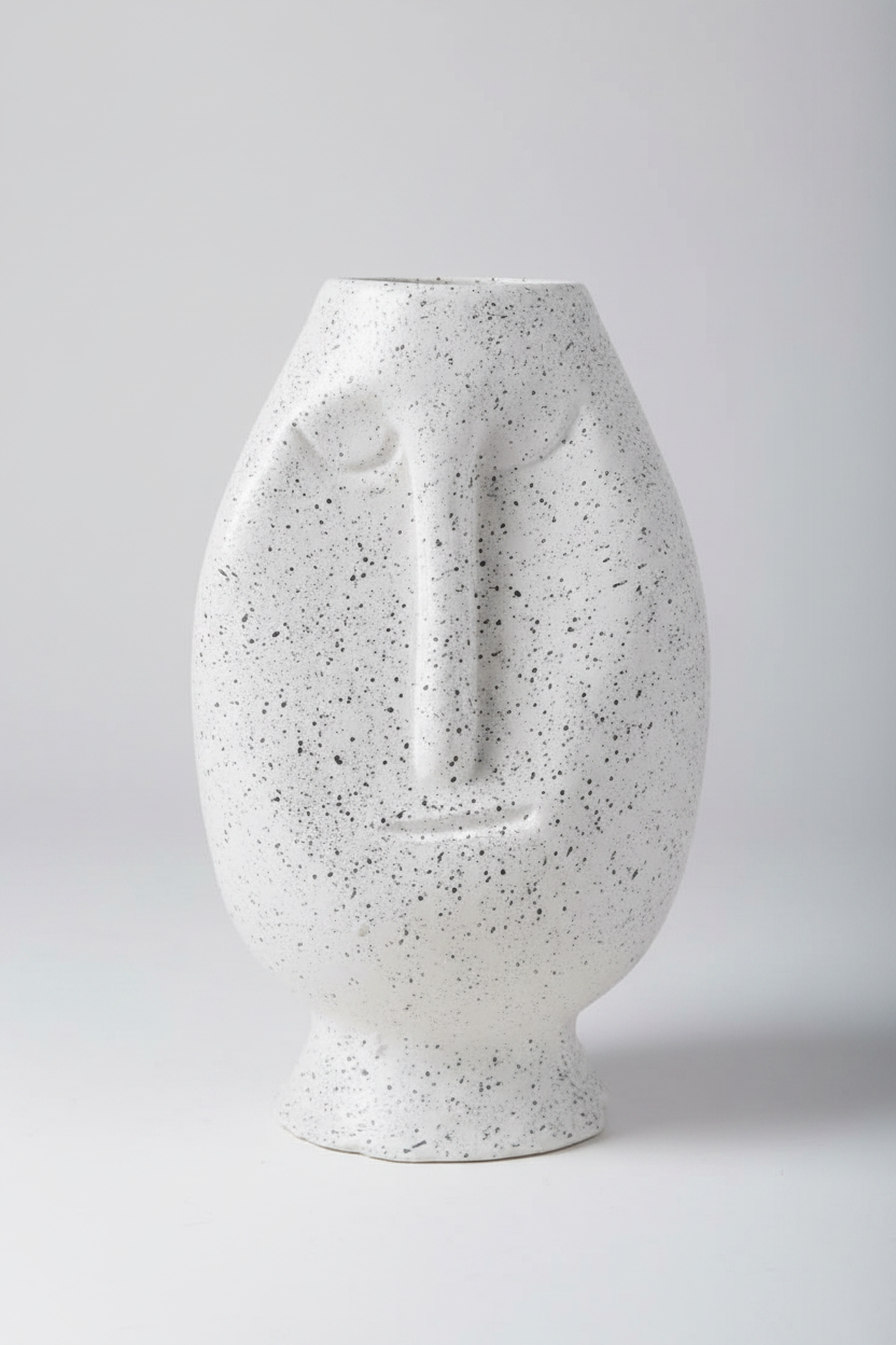 Vase - Pottery - White & Black