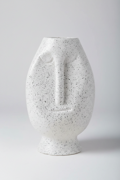 Vase - Pottery - White & Black