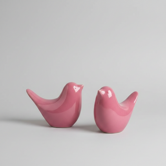 Set Of Decoration - 2 Pieces - Pottery - pink