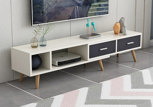 TV Unit - MDF Wood - Gray & White - 180x30x40cm