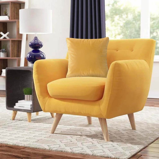Chair - Beech Wood - Velvet - yellow  - 85x75x80 cm