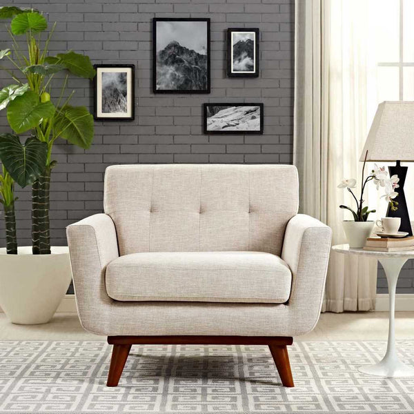 كرسي - خشب الزان - كتان - بيج - 85x70x60 سم