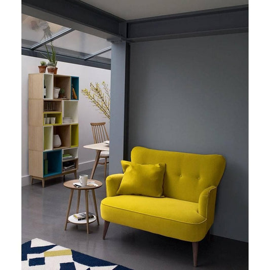 Sofa- Beech Wood - Velvet - yellow  - 100x85x60cm
