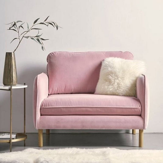 Sofa- Beech Wood - Velvet - Pink- 100x90x50 cm