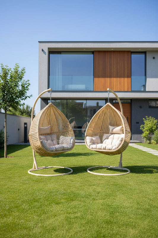 Outdoor 2 Persons Swing - Beige - 1 Piece
