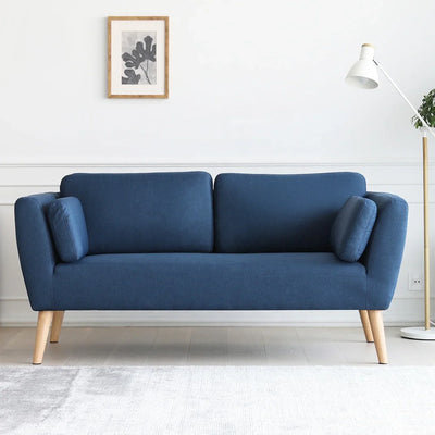 Sofa - Beech Wood - Linen Fabric - Blue 200x90x75 cm - Cataloug