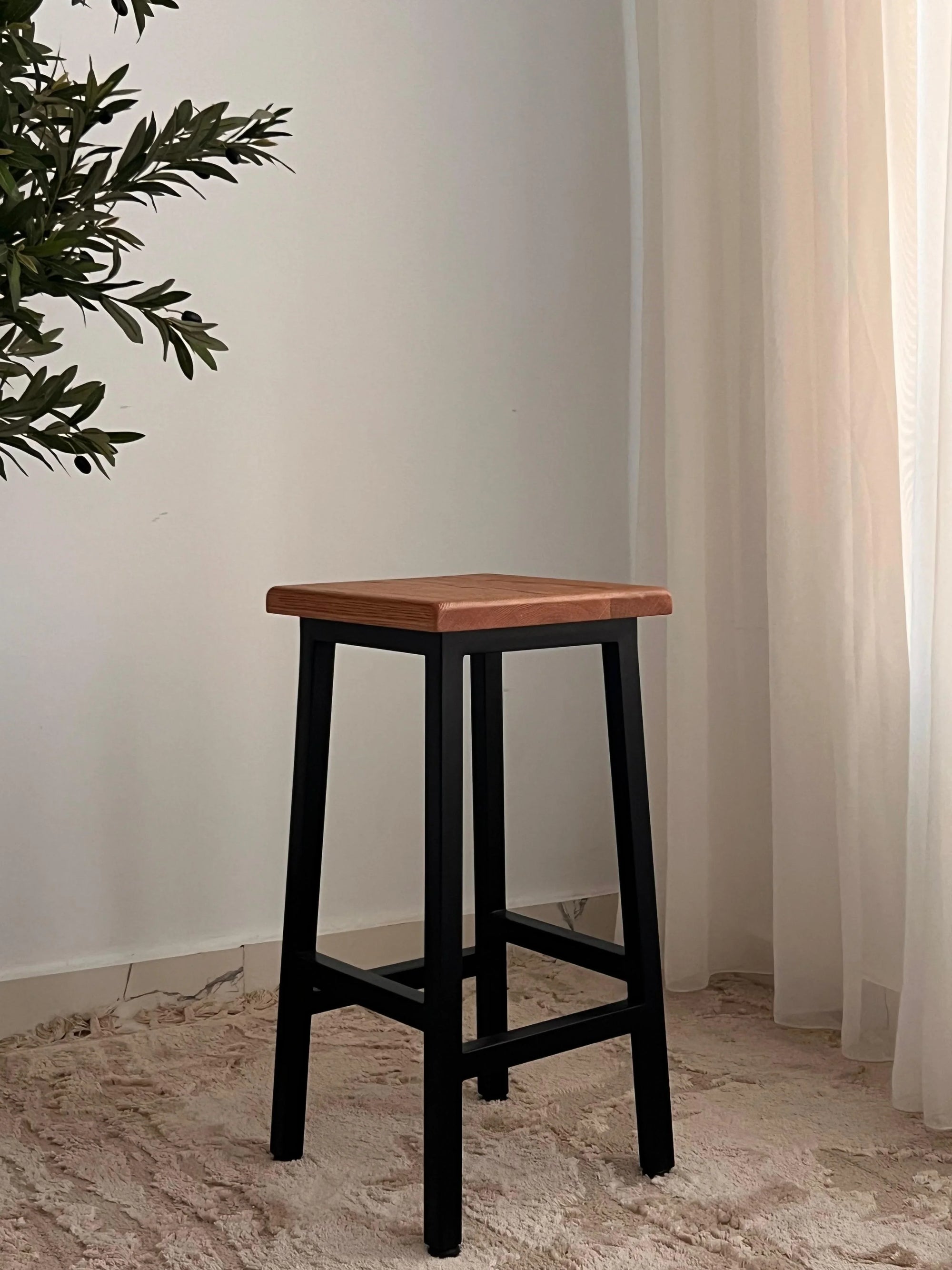 كرسي بار - ستيل - أسود - 35×35×70 سم