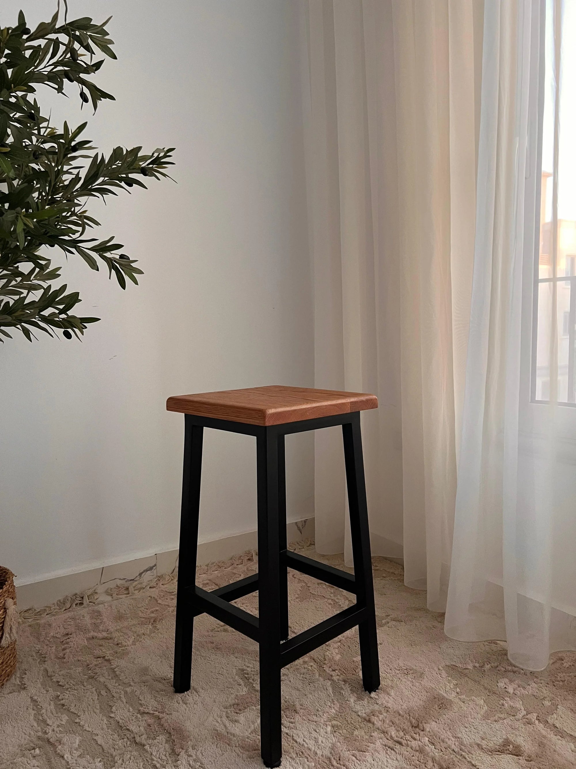 كرسي بار - ستيل - أسود - 35×35×70 سم