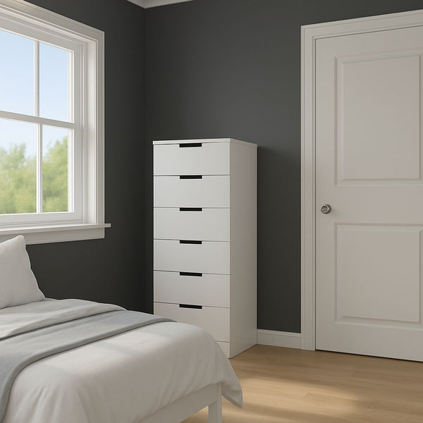 Drawer Unit - MDF Wood  - White - 40x42x145 cm