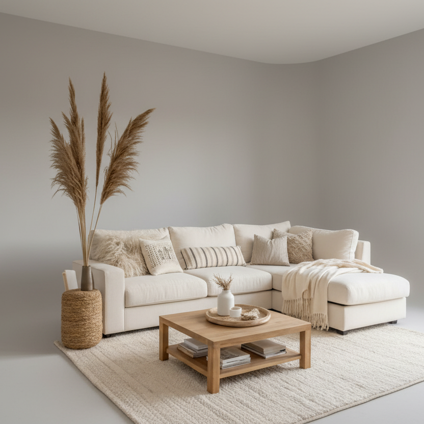 Sofa - L Shape - Beech Wood - Off white - 280x180x90 cm