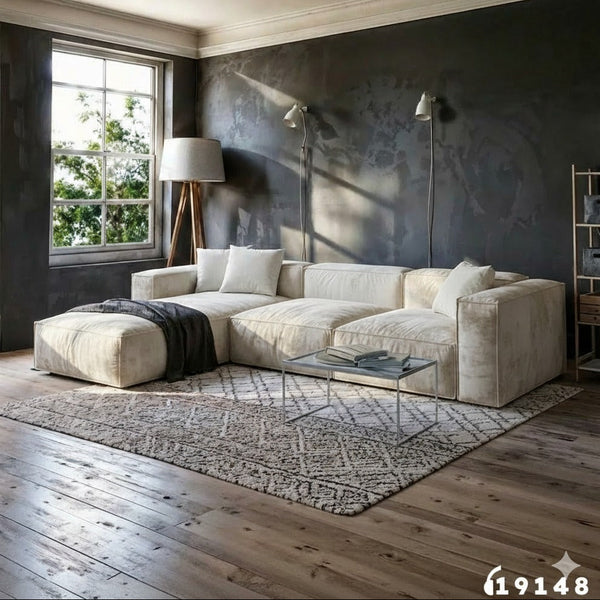 كنبه - شكل حرف L - خشب الزان - متعددة الألوان - 290x170x90 سم