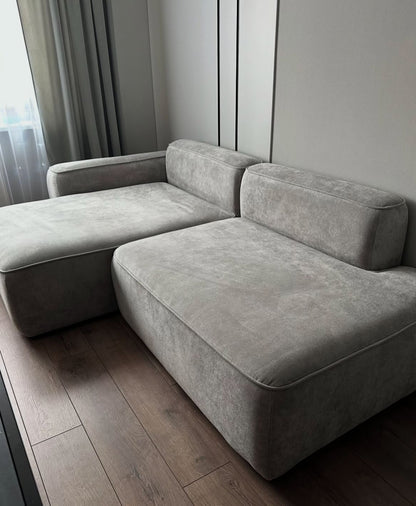 أريكة على شكل حرف L - خشب ام دي اف - رمادي - 200×150×90 سم