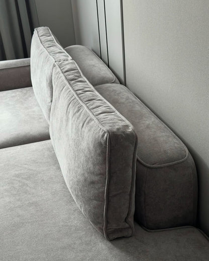 أريكة على شكل حرف L - خشب ام دي اف - رمادي - 200×150×90 سم