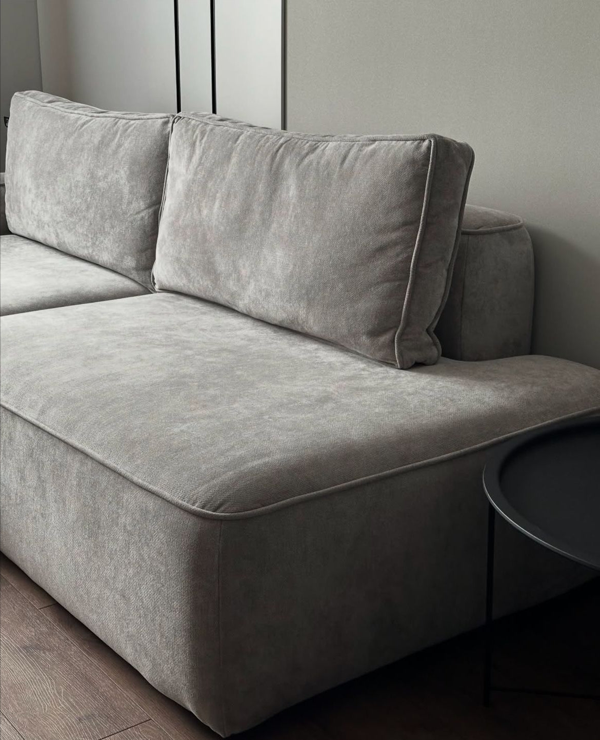 أريكة على شكل حرف L - خشب ام دي اف - رمادي - 200×150×90 سم