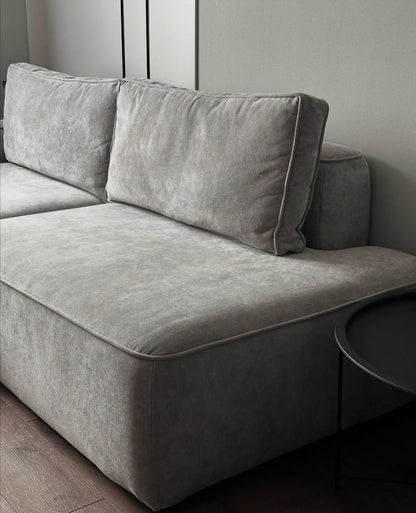 أريكة على شكل حرف L - خشب ام دي اف - رمادي - 200×150×90 سم