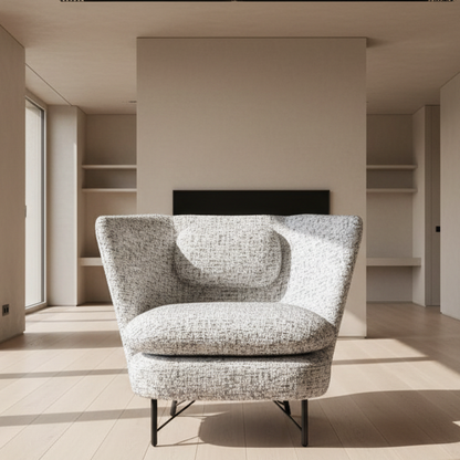 Arm Chair -  Steel - Bouclé Fabric - Multi Color - 85x70x85 cm