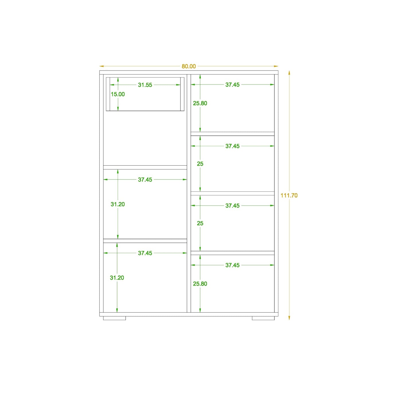 Shoe Cabinet - Multi Color - MDF - 112x80x35 cm