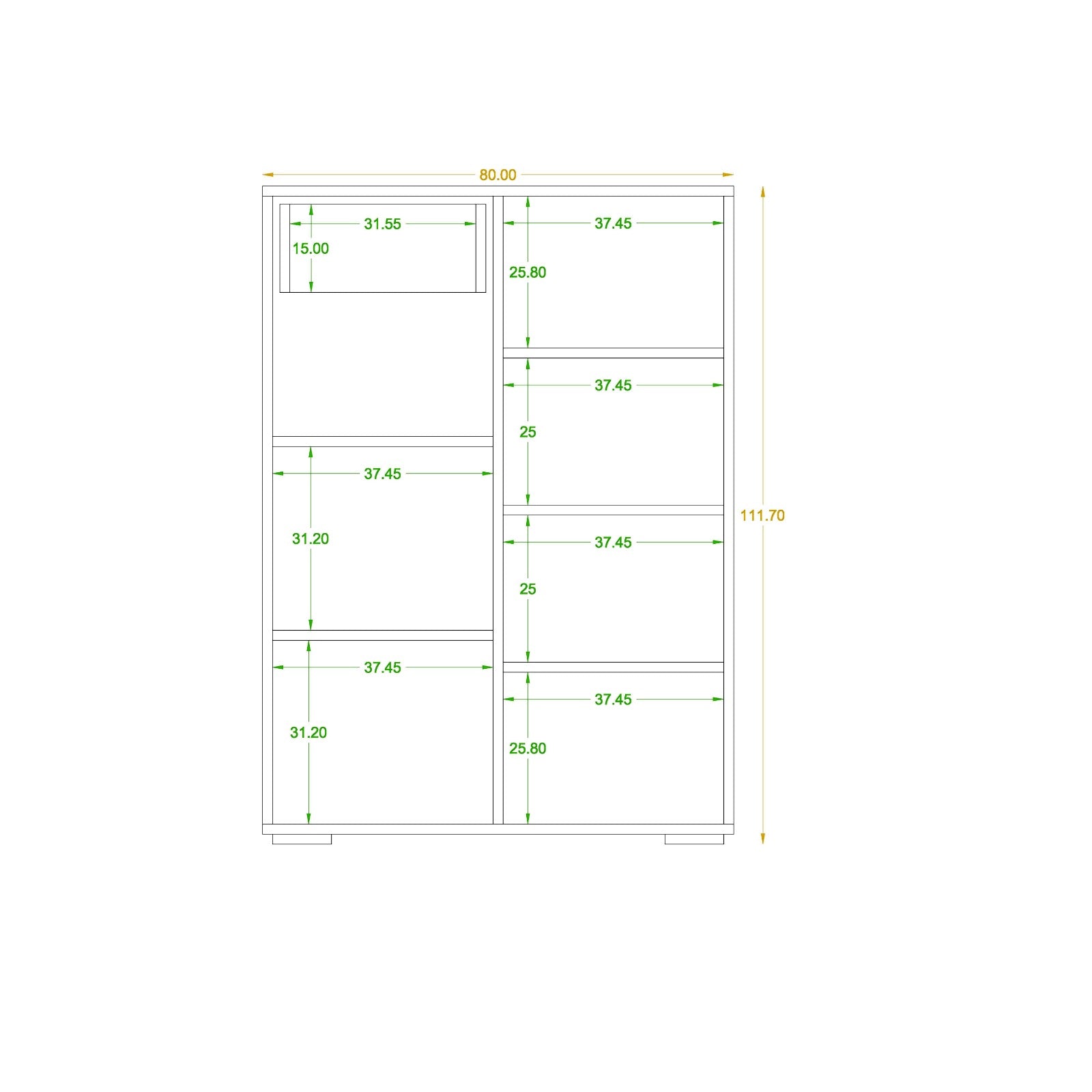 Shoe Cabinet - Multi Color - MDF - 112x80x35 cm