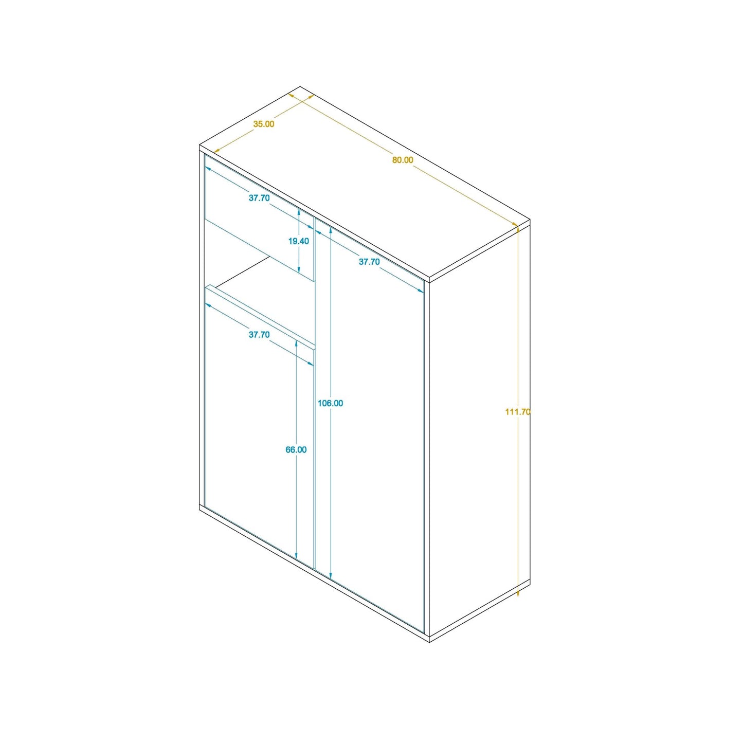 Shoe Cabinet - Multi Color - MDF - 112x80x35 cm