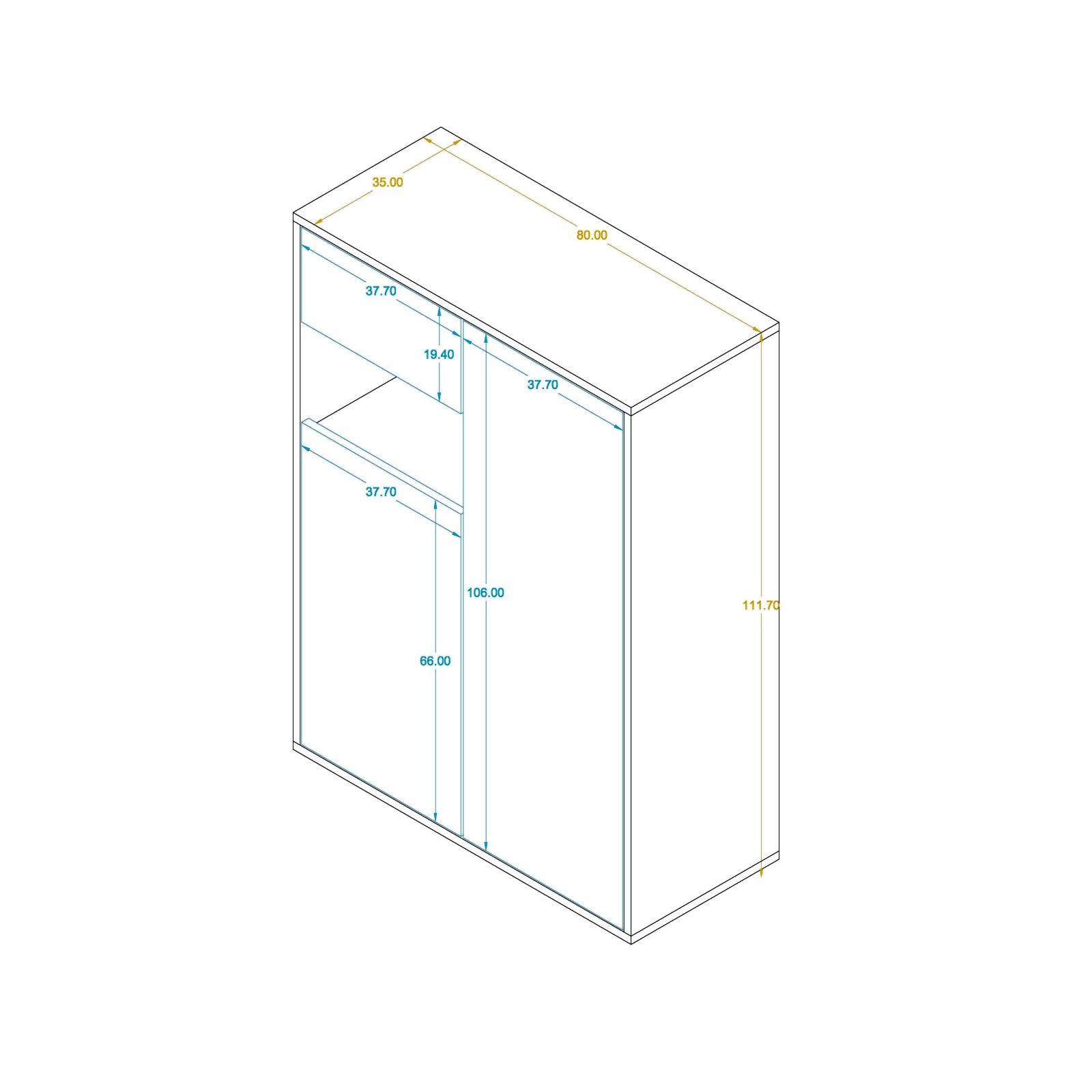 Shoe Cabinet - Multi Color - MDF - 112x80x35 cm