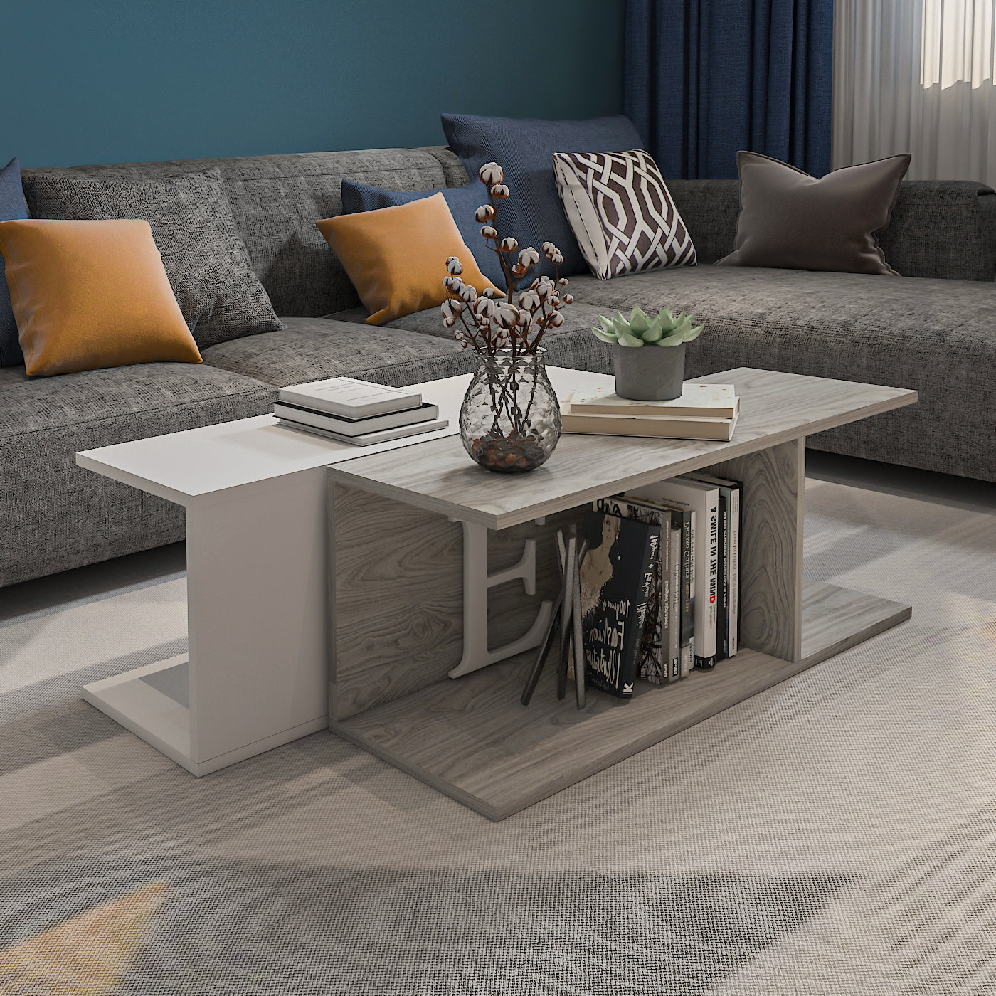 Coffee Table - MDF - Multi Color - 90x60x35 cm