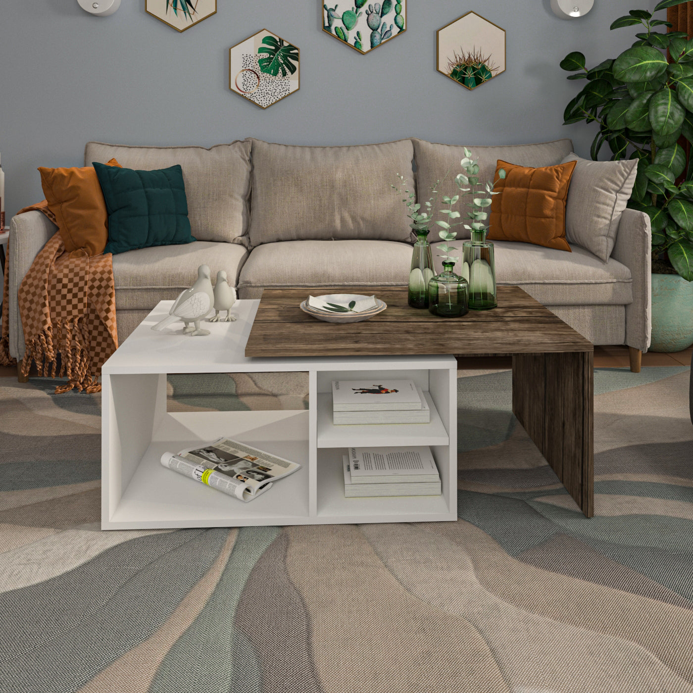 Coffee Table - MDF - Multi Color - 112x60x40 cm