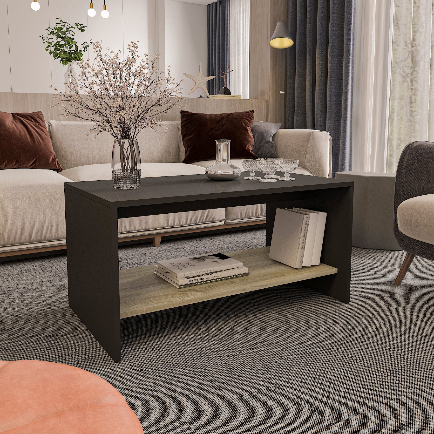 Coffee Table - Multi Color - MDF - 90x50x45 cm