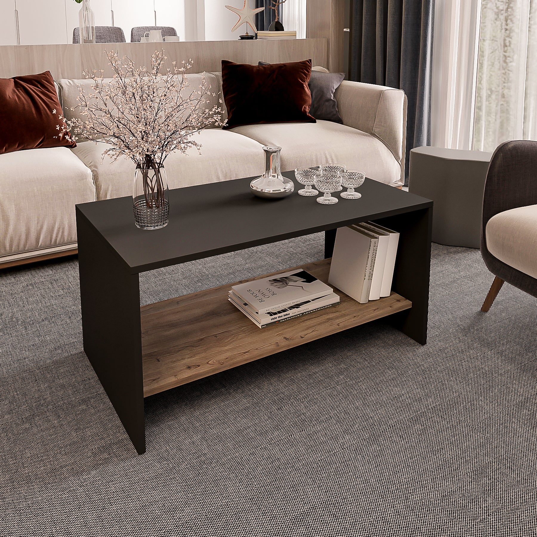 Coffee Table - Multi Color - MDF - 90x50x45 cm