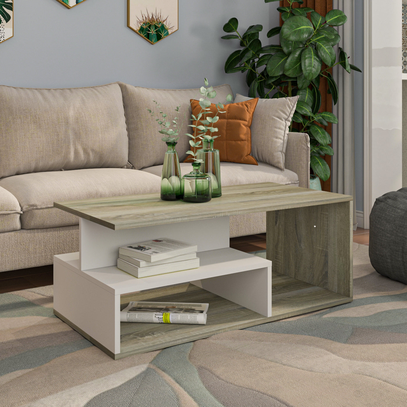 Coffee Table - MDF - Multi Color - 100x50x40 cm