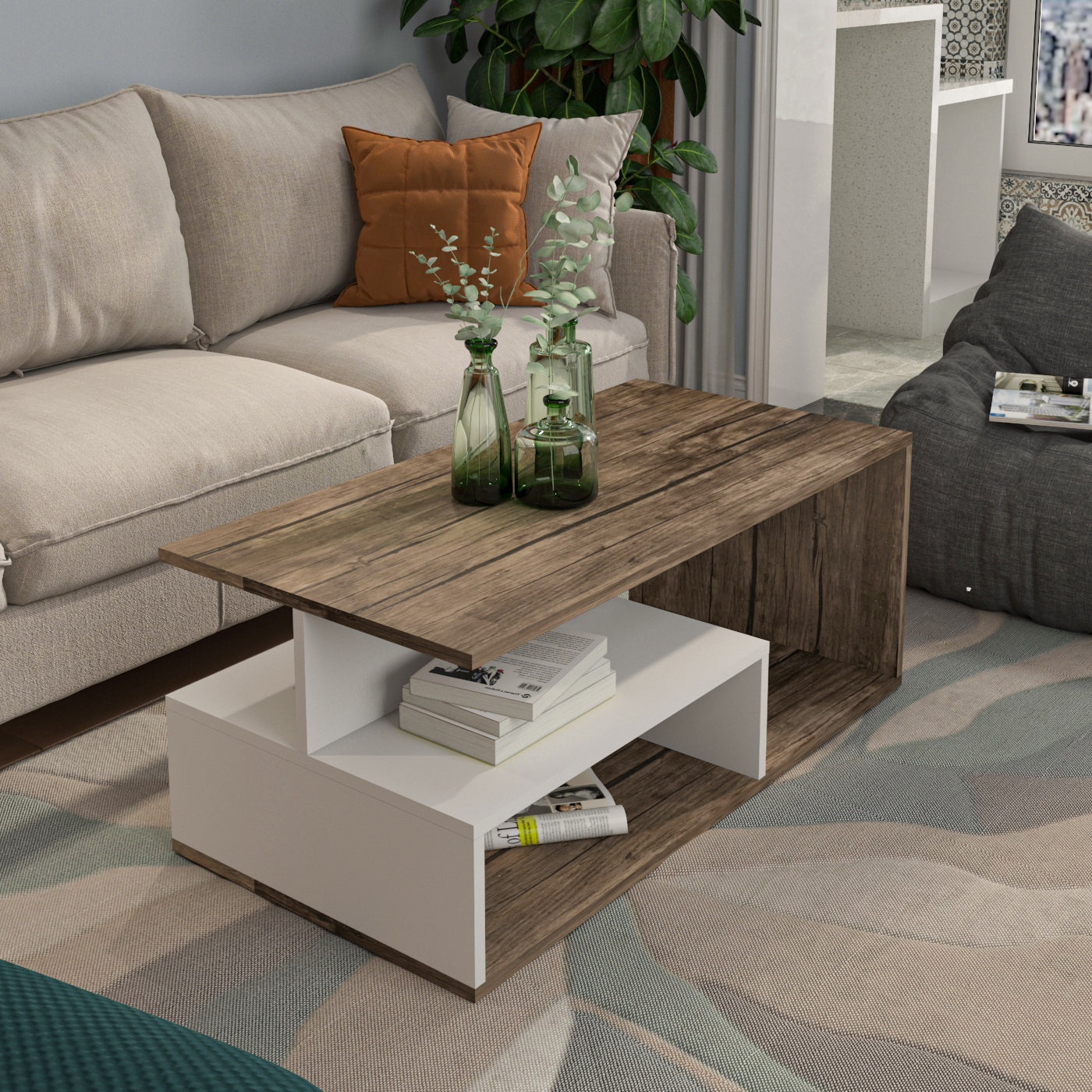 Coffee Table - MDF - Multi Color - 100x50x40 cm