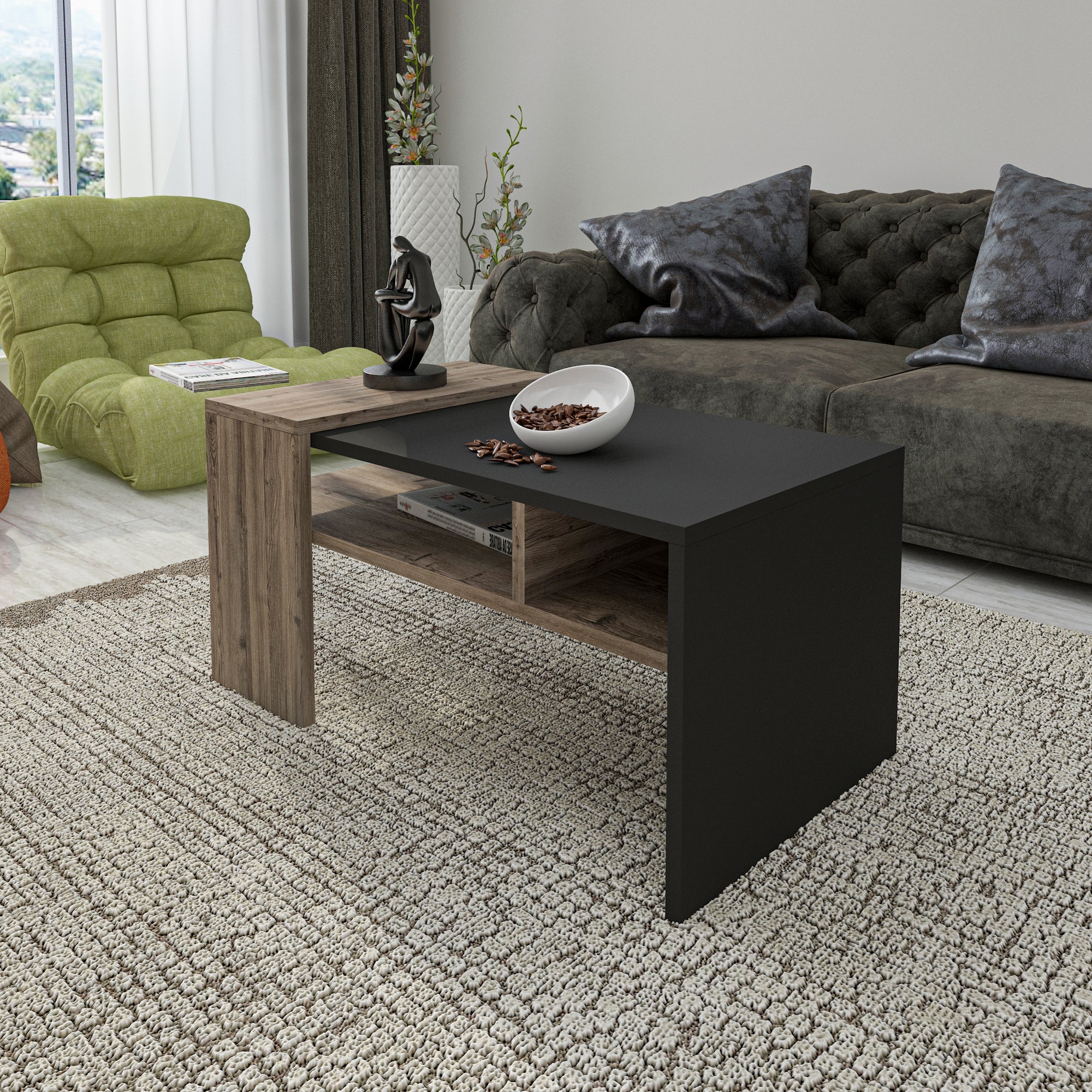 Coffee Table - Multi Color - MDF - 90x54x45 cm