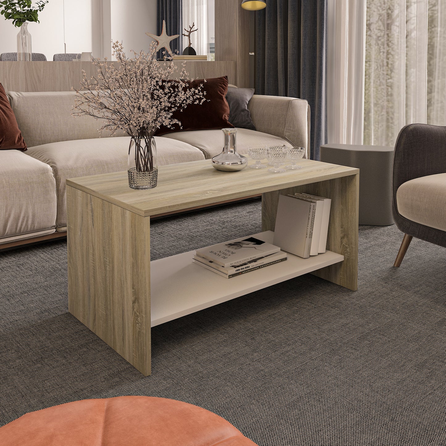 Coffee Table - Multi Color - MDF - 90x50x45 cm