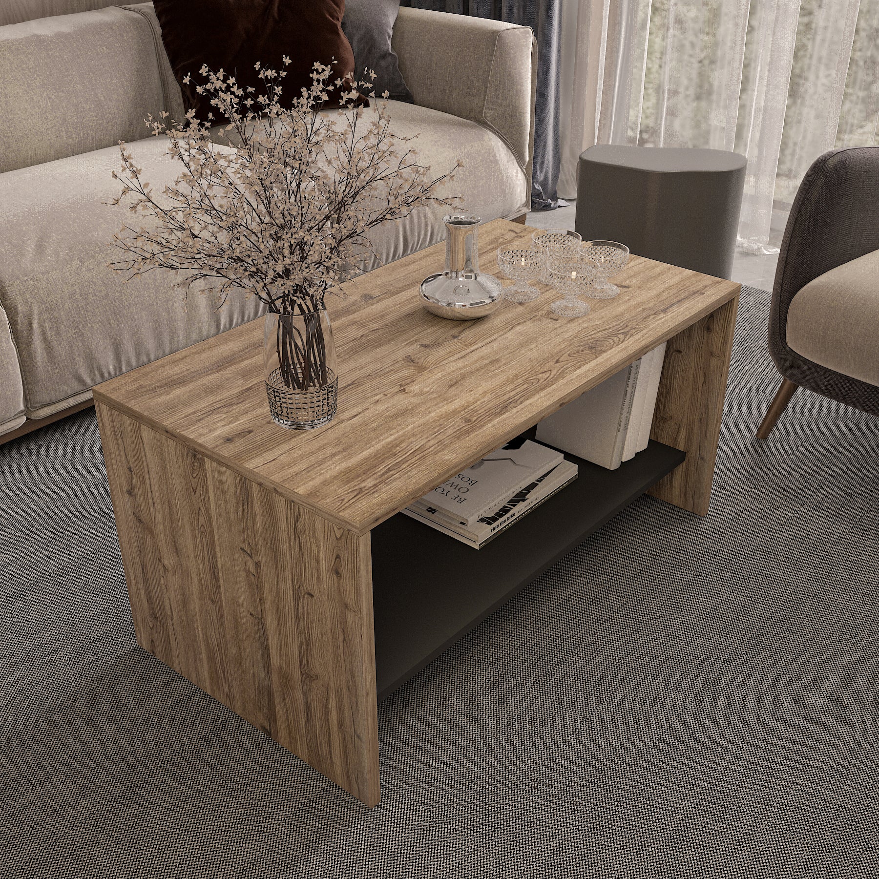 Coffee Table - MDF - Multi Color - 90x50x45 cm