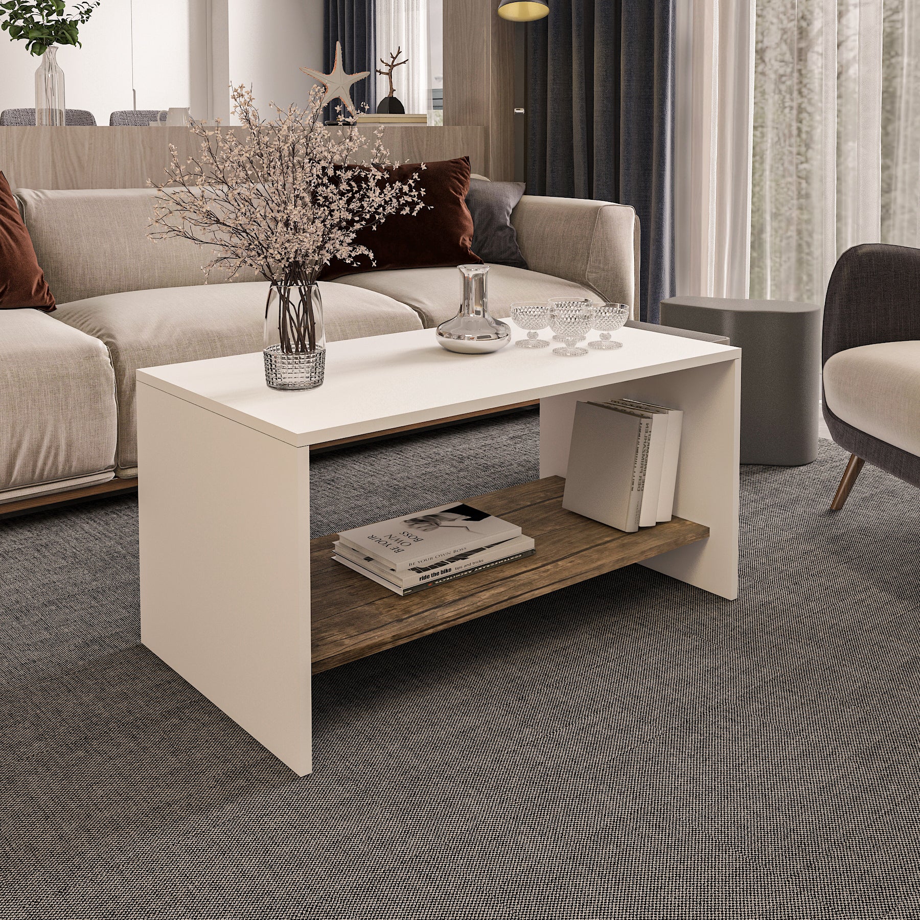 Coffee Table - Multi Color - MDF - 90x50x45 cm