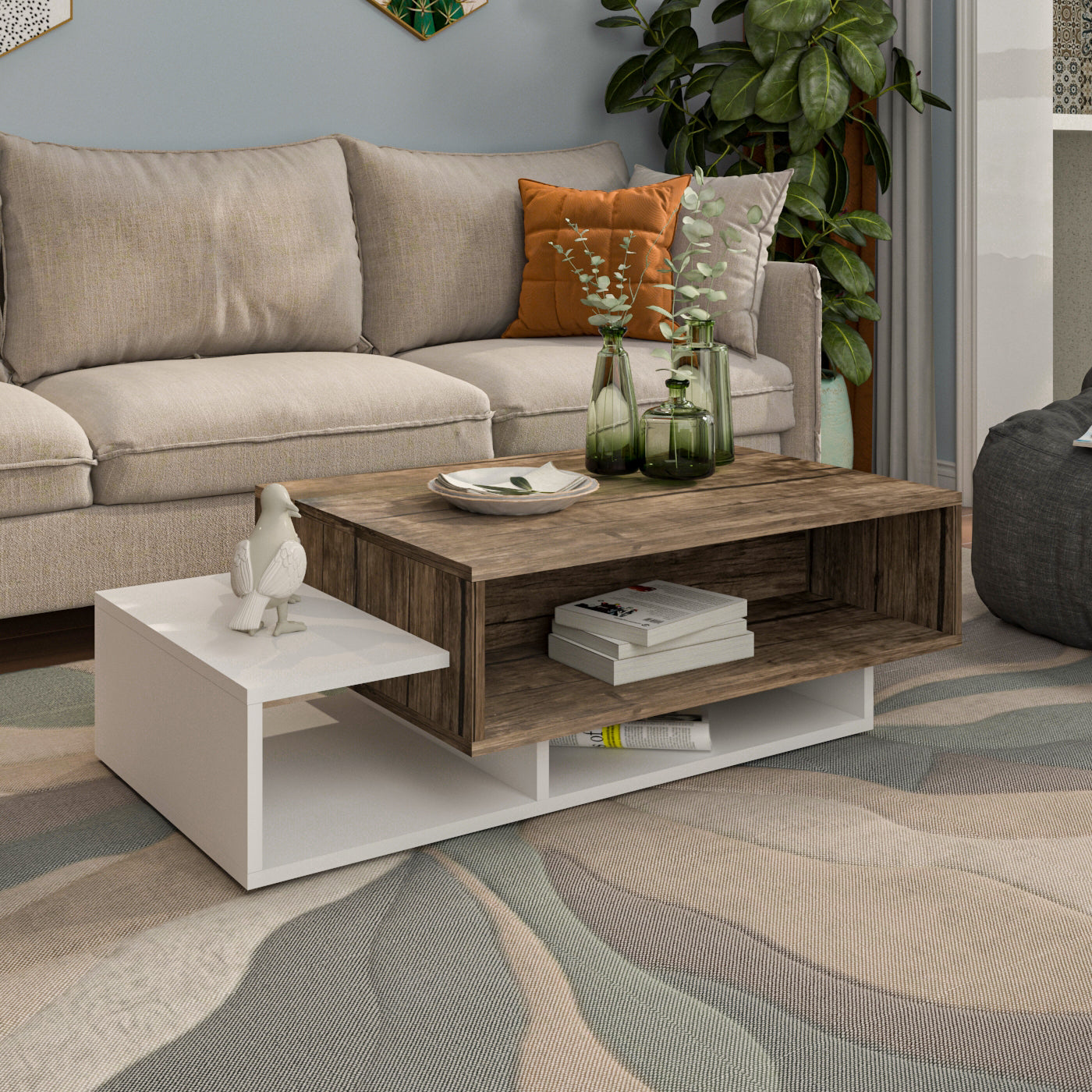 Coffee Table - Multi Color - MDF - 105x60x32 cm