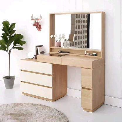 Dresser - MDF Wood - Beige & White  - 130x150x40 cm