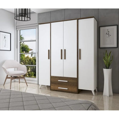 Wardrobe - MDF - White & Brown - 160x50x185 - Cataloug