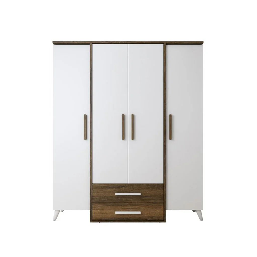 Wardrobe - MDF - White & Brown - 160x50x185 - Cataloug