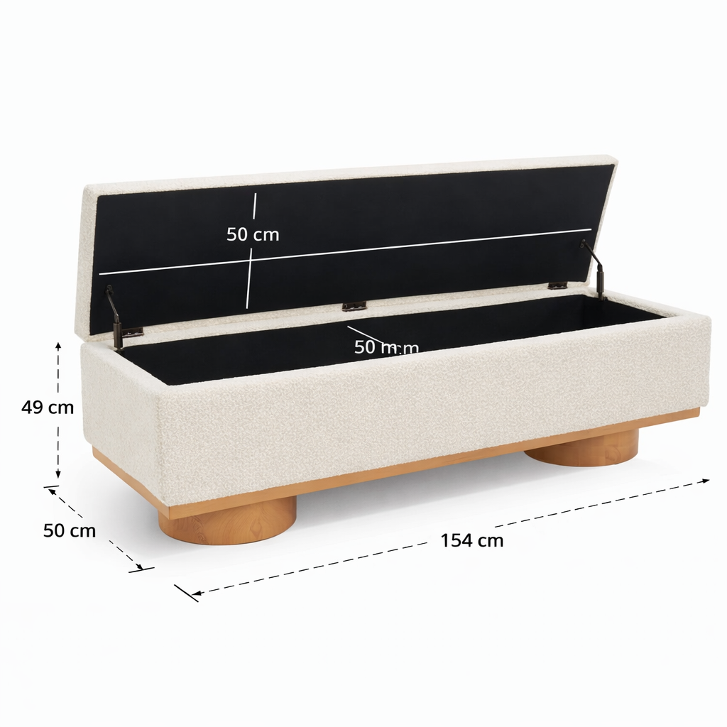 بانكيت (مع وحدة تخزين) - خشب ام دي اف - متعدد الألوان - كتان - 154×50×49 سم