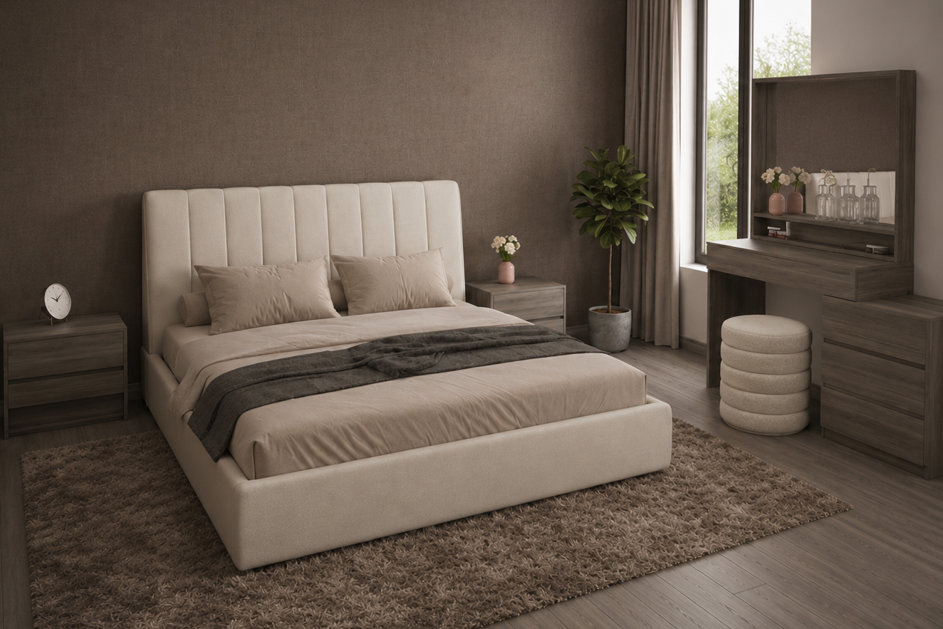 Full Bedroom  - MDF Wood - Gray