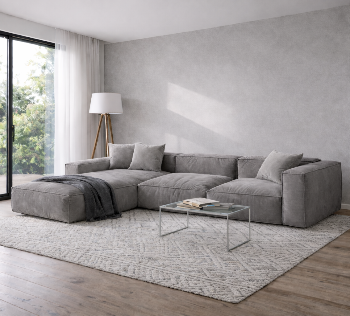 Sofa - L Shape  - Natural Wood - Multi Color - 290x170x90 cm