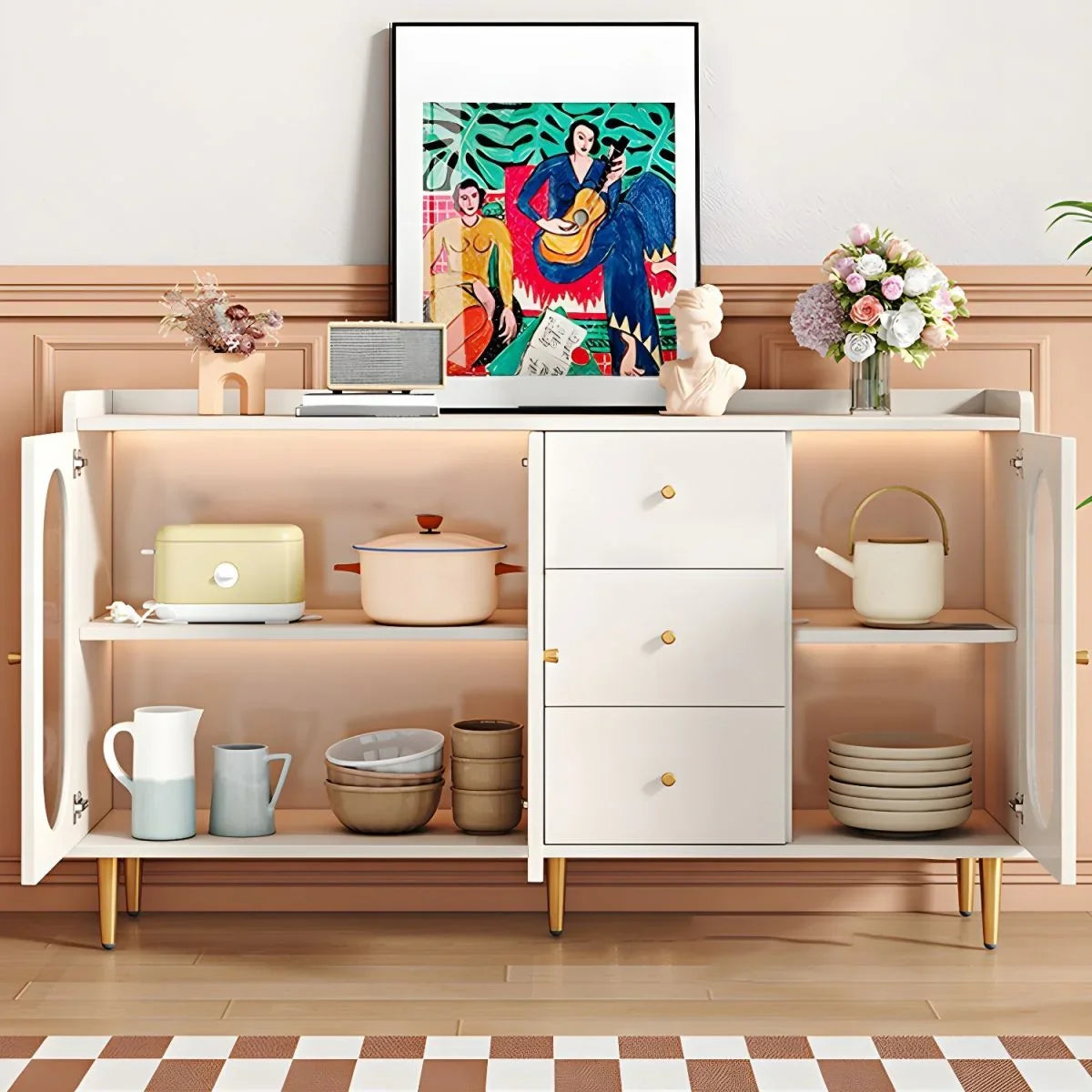 Buffet - MDF Wood - White - 160x40x85 cm