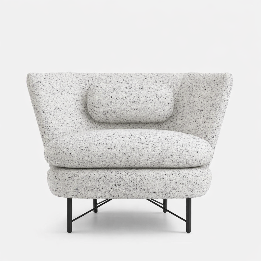 Arm Chair -  Steel - Bouclé Fabric - Multi Color - 85x70x85 cm