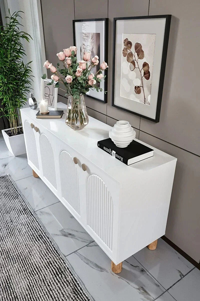 Buffet - MDF Wood - White - 160x40x80 cm - Cataloug