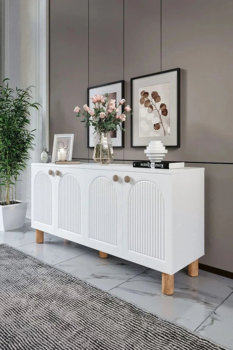 Buffet - MDF Wood - White - 160x40x80 cm - Cataloug