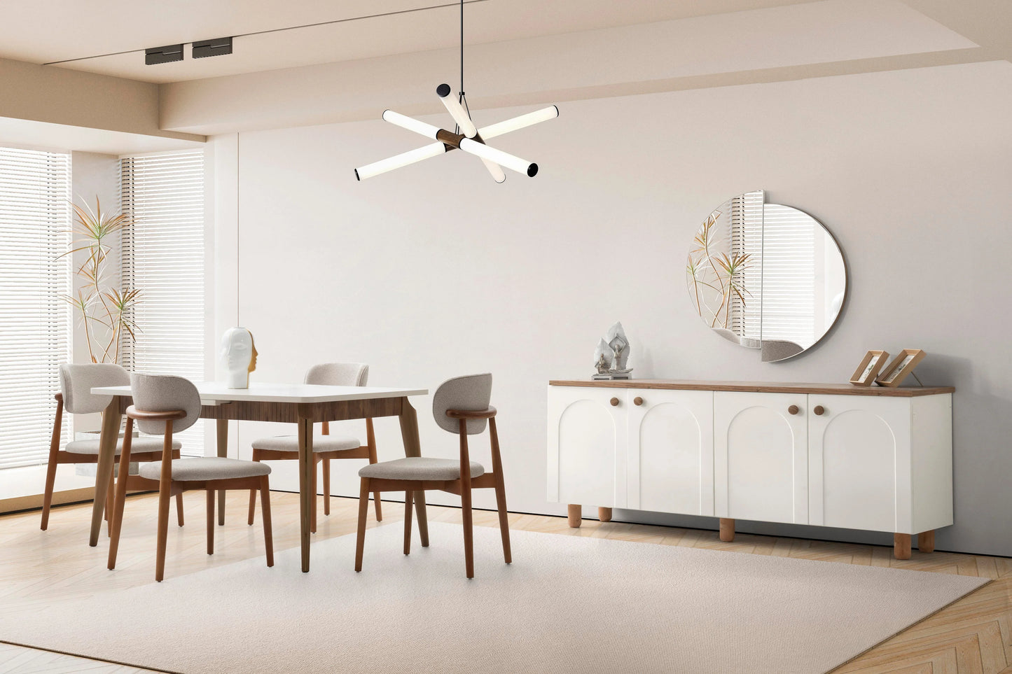 Buffet - MDF Wood - White & Brown - 160x45x75 cm